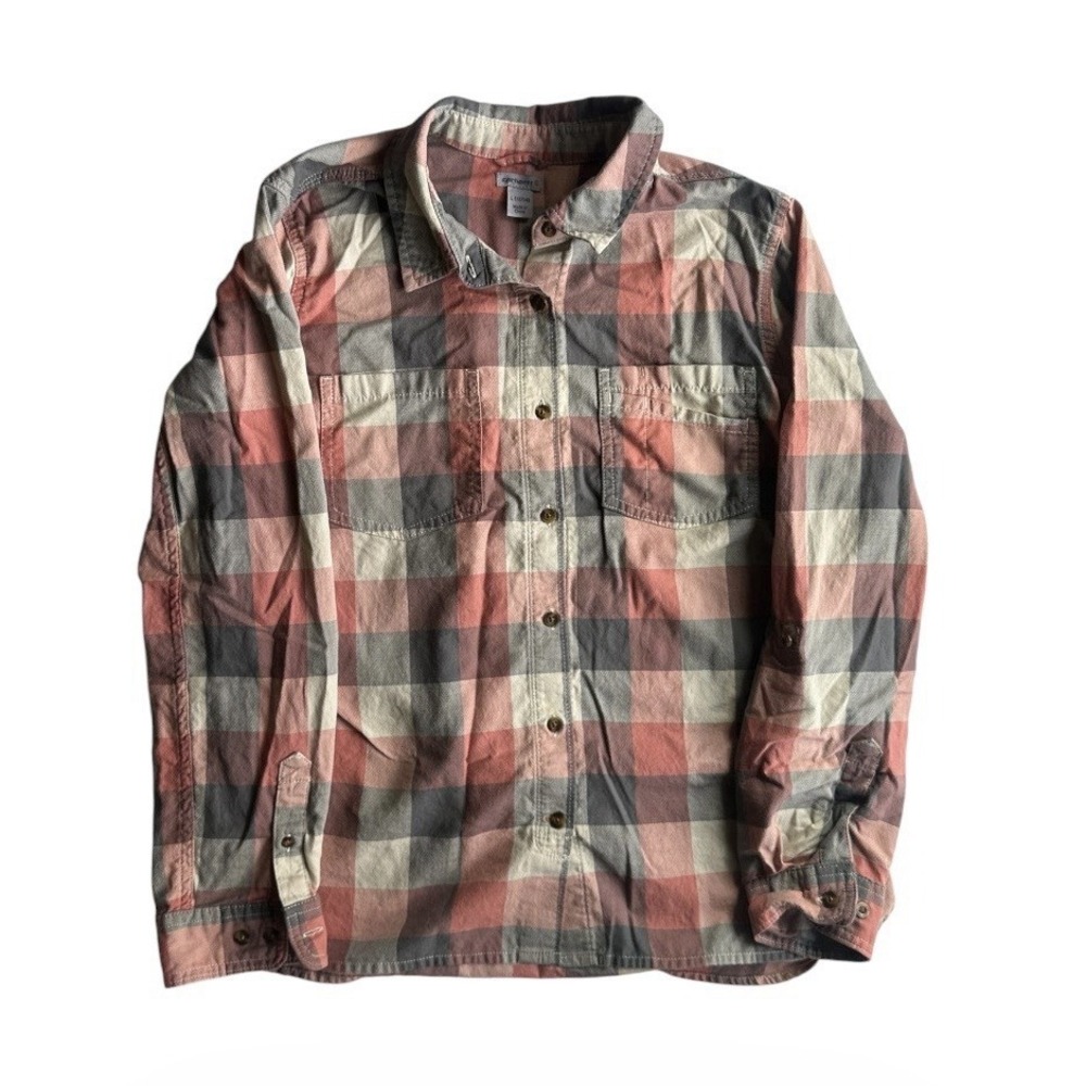Carhartt Flannel Shirt Womens Large 12-14 Lightweight Classic Midweight Plaid